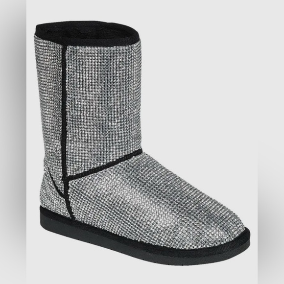 Kid sizes Nicki Rhinestone Fur lined Bootie Black - Picture 1 of 3